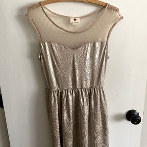 Champagne metallic cocktail dress